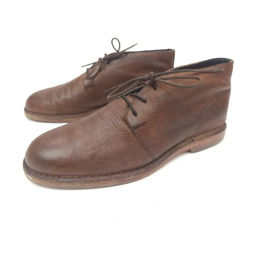 Cole Haan Mens 9 M Glenn Chukka Boots C11777 Brown Pebbled Leather Desert Boots
